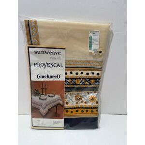 Sunweave Cacharel Provencal‎ Tablecloth 52x52 Square French Country Floral VTG